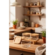 Yağmur Store Lunaya 3'lü Bambu Standlı Kahvaltılık Orta