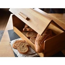 NY Home Bambu Ekmek Kutusu Ekmek Dolabı, Ekmek Sepeti Sandığı, Ekmeklik, Çok Amaçlı Bambu Kutu (34CM 19.5cm 14CM)
