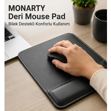 Yağmur Store Deri Mouse Pad, Bilek Destekli, Ergonomik Tasarım, Kaymaz Taban, Ofis ve Ev Kullanımı Için