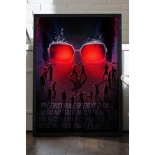 Duvarda Fight Club Siyah Ahşap Çerçeveli Poster, Dekoratif Film Duvar Tablosu