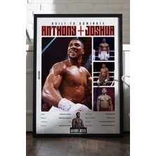 Duvarda Anthony Joshua Boks Siyah Ahşap Çerçeveli Poster, Dekoratif Dövüş Duvar Tablosu