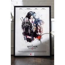 Duvarda The Witcher Siyah Ahşap Çerçeveli Poster, Dekoratif Oyun Duvar Tablosu