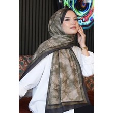 Yağmur Store Soft Bitki Desen Haki Soft Pamuk Şal