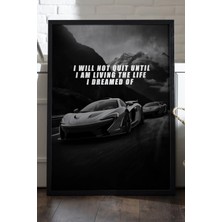 Duvarda Araba Motivasyon Siyah Ahşap Çerçeveli Poster, Dekoratif Araba Duvar Tablosu