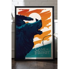 Duvarda Game Of Thrones Siyah Ahşap Çerçeveli Poster, Dekoratif Dizi Duvar Tablosu