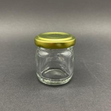 Yağmur Store 40 cc Mini Cam Kavanoz Takımı Seti Metal Kapaklı Sızdırmaz Saklama Kabı - Bebek Maması, Tadımlık Bal, Sos ve Baharatlık - Dekoratif Süs, Lokum ve Şekerlik Parti Düzenleyici Takımı (6, Gold)