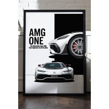 Duvarda Mercedes Amg One Siyah Ahşap Çerçeveli Poster, Dekoratif Araba Duvar Tablosu