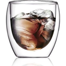 NY Home Yeni Tasarım Su Bardağı Çift Cidarlı 200 ml Şeffaf Cam Bardak 1 Adet - 2771