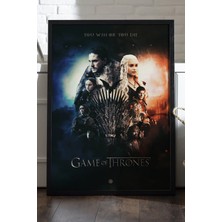 Duvarda Game Of Thrones Siyah Ahşap Çerçeveli Poster, Dekoratif Dizi Duvar Tablosu