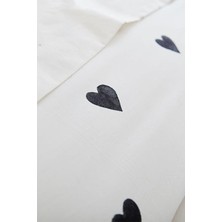 NY Home Heart Tek Kişilik Çarşafı Lastikli Kalpli Nevresim Takımı Siyah