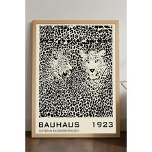 Duvarda Bauhaus Doğal Ahşap Çerçeveli Poster, Dekoratif Sanatsal Duvar Tablosu