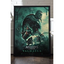 Duvarda Assassin's Creed Valhalla Siyah Ahşap Çerçeveli Poster, Dekoratif Oyun Duvar Tablosu