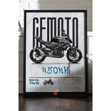 Duvarda Cfmoto 450 Nk Siyah Ahşap Çerçeveli Poster, Dekoratif Motosiklet Duvar Tablosu