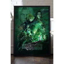 Duvarda Final Fantasy Siyah Ahşap Çerçeveli Poster, Dekoratif Oyun Duvar Tablosu