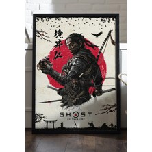 Duvarda Ghost Of Tsushima Siyah Ahşap Çerçeveli Poster, Dekoratif Oyun Duvar Tablosu