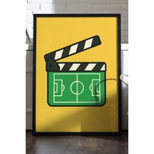 Duvarda Futbol Klaket Siyah Ahşap Çerçeveli Poster, Dekoratif Spor Duvar Tablosu