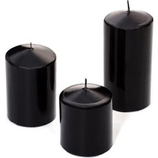 Yağmur Store 3'lü Siyah Silindir Mum Seti (5,5 cm -7,5 Cm-10 Cm)