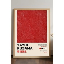 Duvarda Yayoi Kusama Doğal Ahşap Çerçeveli Poster, Dekoratif Sanatsal Duvar Tablosu