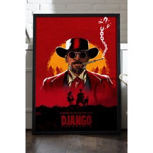 Duvarda Django Unchained Siyah Ahşap Çerçeveli Poster, Dizi Duvar Tablosu