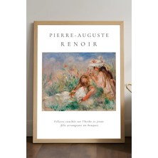 Duvarda Pierre Auguste Doğal Ahşap Çerçeveli Poster, Dekoratif Sanatsal Duvar Tablosu