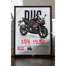 Duvarda Rks Srk 125R Siyah Ahşap Çerçeveli Poster, Dekoratif Motosiklet Duvar Tablosu
