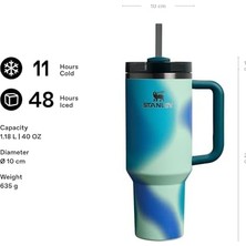 NY Home Pipetli Termos Bardak, 1.18 Litre, Turkuaz Desenli (Coastal Teal)