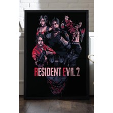 Duvarda Resident Evil Siyah Ahşap Çerçeveli Poster, Dekoratif Oyun Duvar Tablosu
