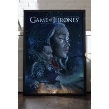 Duvarda Game Of Thrones Siyah Ahşap Çerçeveli Poster, Dekoratif Dizi Duvar Tablosu