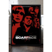 Duvarda Scarface Siyah Ahşap Çerçeveli Poster, Film Duvar Tablosu