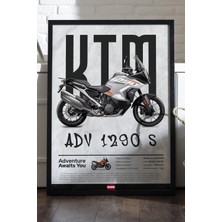 Duvarda Ktm Adv 1290 S Siyah Ahşap Çerçeveli Poster, Dekoratif Motosiklet Duvar Tablosu