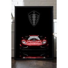 Duvarda Koenigsegg Agera Rs Siyah Ahşap Çerçeveli Poster, Dekoratif Araba Duvar Tablosu