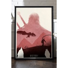 Duvarda The Witcher Siyah Ahşap Çerçeveli Poster, Dekoratif Oyun Duvar Tablosu