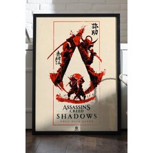 Duvarda Assassin's Creed Shadows Siyah Ahşap Çerçeveli Poster, Dekoratif Oyun Duvar Tablosu