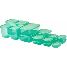 Yağmur Store Pruta Saklama Kabı Set, Gıda Maddeleri Için, Şeffaf, Mikrodalga Fırına Uygun, Yeşil, 17 Kutu