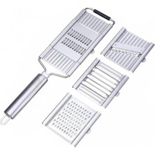 Yağmur Store 4 Bıçaklı Metal El Rendesi – Mandolin Tipi Çok Amaçlı Rende ve Dilimleyici, Peynir Sebze Meyve Doğrayıcı, Paslanmaz Çelik Gövde, Ergonomik Saplı Pratik Mutfak Aleti