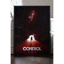 Duvarda Control Siyah Ahşap Çerçeveli Poster, Dekoratif Oyun Duvar Tablosu