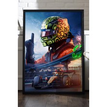 Duvarda Formula 1 Ferrari Siyah Ahşap Çerçeveli Poster, Dekoratif Araba Duvar Tablosu