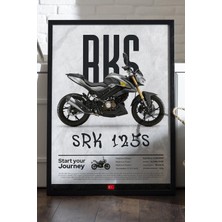 Duvarda Rks Srk 125 S Siyah Ahşap Çerçeveli Poster, Dekoratif Motosiklet Duvar Tablosu
