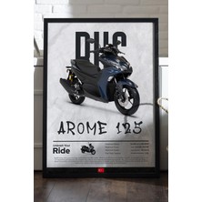 Duvarda Rks Arome 125 Siyah Ahşap Çerçeveli Poster, Motosiklet Duvar Tablosu