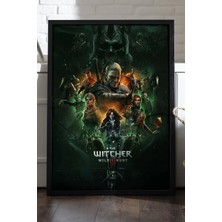 Duvarda The Witcher Siyah Ahşap Çerçeveli Poster, Dekoratif Oyun Duvar Tablosu