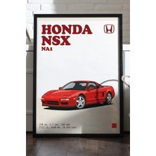 Duvarda Honda Nsx Siyah Ahşap Çerçeveli Poster, Dekoratif Araba Duvar Tablosu