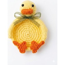 NY Home Sarı Ördek Amigurumi El Örgüsü Bardak Altlığı - Çok Amaçlı Dekoratif Takı ve Anahtar Tabağı - El Yapımı Örgü Figürlü Coaster
