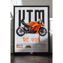 Duvarda Ktm Rc 990 Siyah Ahşap Çerçeveli Poster, Dekoratif Motosiklet Duvar Tablosu