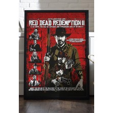Duvarda Red Dead Redemption Siyah Ahşap Çerçeveli Poster, Dekoratif Oyun Duvar Tablosu