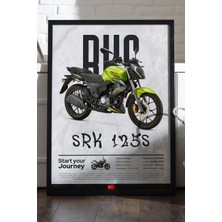 Duvarda Rks Srk 125S Siyah Ahşap Çerçeveli Poster, Dekoratif Motosiklet Duvar Tablosu