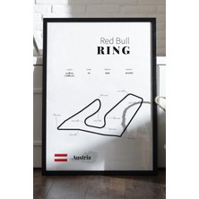 Duvarda Red Bull Ring Formula 1 Siyah Ahşap Çerçeveli Poster, Dekoratif Harita Duvar Tablosu