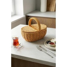 Yağmur Store Oval Hasır Rattan Mini Kulplu Sepet - BB6069
