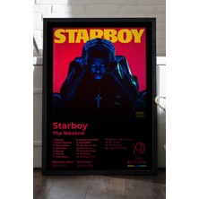 Duvarda The Weeknd Starboy Siyah Ahşap Çerçeveli Poster, Dekoratif Müzik Albüm Duvar Tablosu