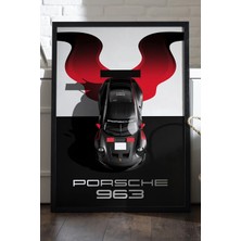 Duvarda Porsche 939 Siyah Ahşap Çerçeveli Poster, Dekoratif Araba Duvar Tablosu