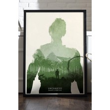 Duvarda Uncharted Siyah Ahşap Çerçeveli Poster, Dekoratif Oyun Duvar Tablosu